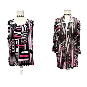 KASPER TWO PIECE SLINKY SLEEVELESS TOP + NET JACKET SET 3X WRINKLE FREE CAREER